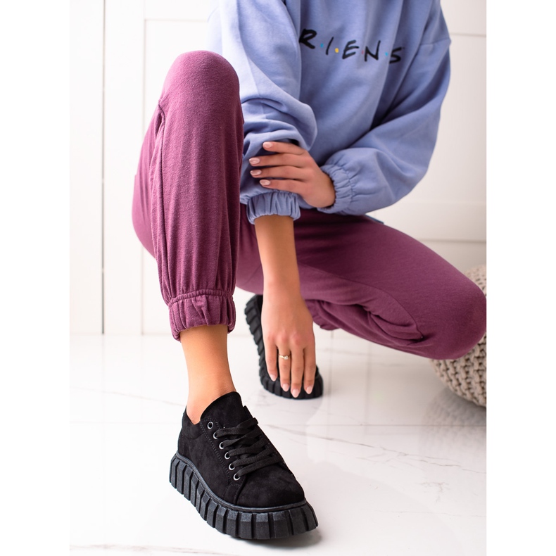 Sweet Shoes Baskets en daim sur la plate-forme noir 1