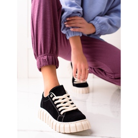 Sweet Shoes Baskets en daim sur la plate-forme noir 1