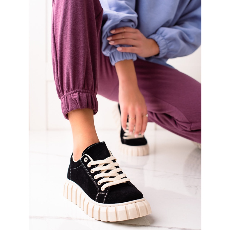 Sweet Shoes Baskets en daim sur la plate-forme le noir 1