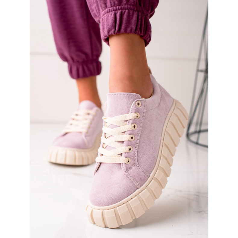 Sweet Shoes Baskets en daim sur la plate-forme violet 1