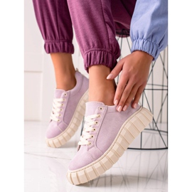 Sweet Shoes Baskets en daim sur la plate-forme violet 2