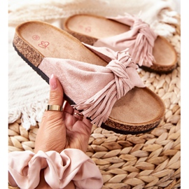 FW1 Chaussons Taryne Rose Sur La Semelle En Liège 1