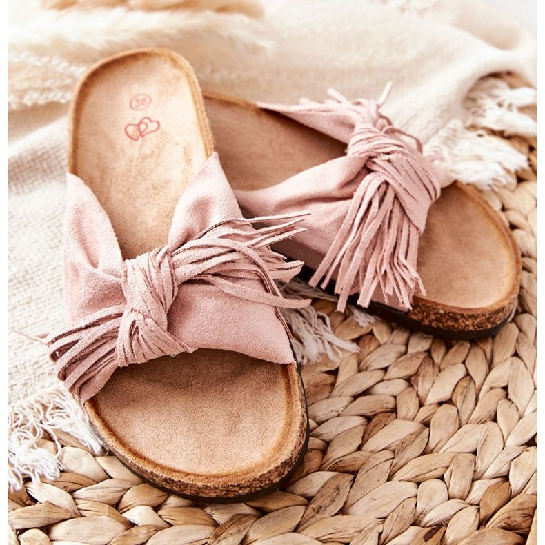 FW1 Chaussons Taryne Rose Sur La Semelle En Liège 2