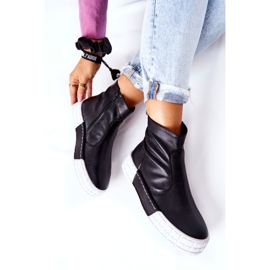Maciejka Bottes En Cuir Sur La Plateforme Noir 05216-01 1