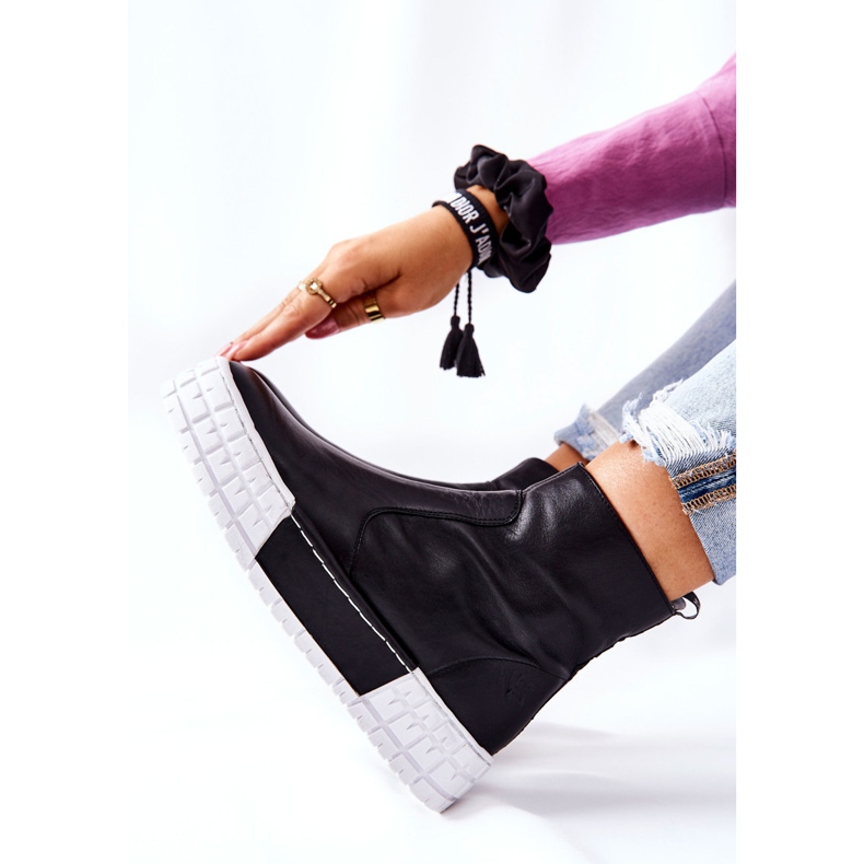 Maciejka Bottes En Cuir Sur La Plateforme Noir 05216-01 2