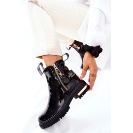 PM1 Bottines Laquées Classiques à Rayures Lorie Noires le noir 4