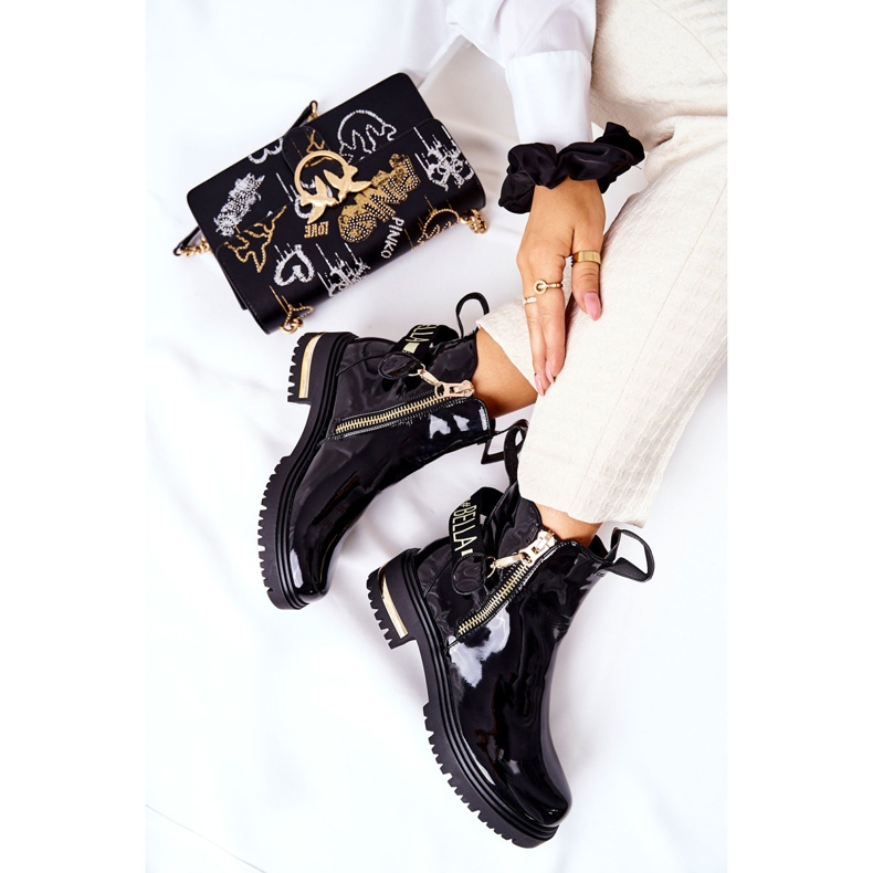 PM1 Bottines Laquées Classiques à Rayures Lorie Noires le noir 2