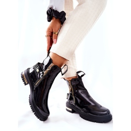 PM1 Bottines Laquées Classiques à Rayures Lorie Noires le noir 5