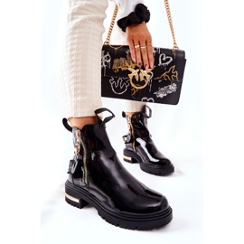 PM1 Bottines Laquées Classiques à Rayures Lorie Noires le noir 6
