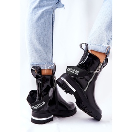 PS1 Bottes Chaudes En Cuir Laqué Avec Fermeture À Glissière Noir Cortona 2