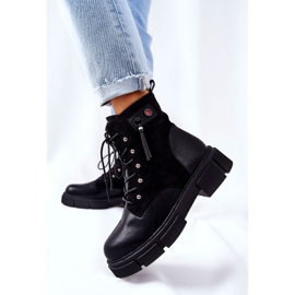 POTOCKI Bottes en cuir de travailleurs nouées en noir à votre façon ! le noir 6