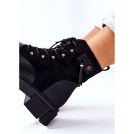 POTOCKI Bottes en cuir de travailleurs nouées en noir à votre façon ! le noir 1