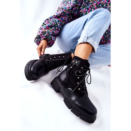 POTOCKI Bottes en cuir de travailleurs nouées en noir à votre façon ! le noir 3