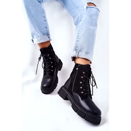 POTOCKI Bottes en cuir de travailleurs nouées en noir à votre façon ! le noir 4