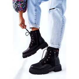 POTOCKI Bottes en cuir de travailleurs nouées en noir à votre façon ! le noir 5