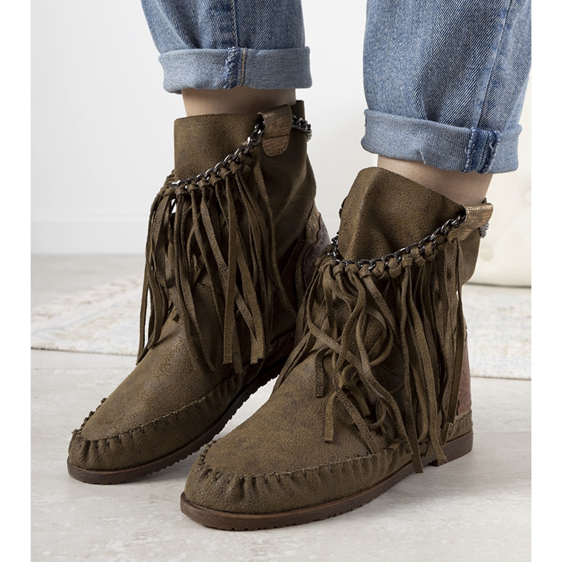 Bottes vertes pour femmes dans le style de boho Maral 1
