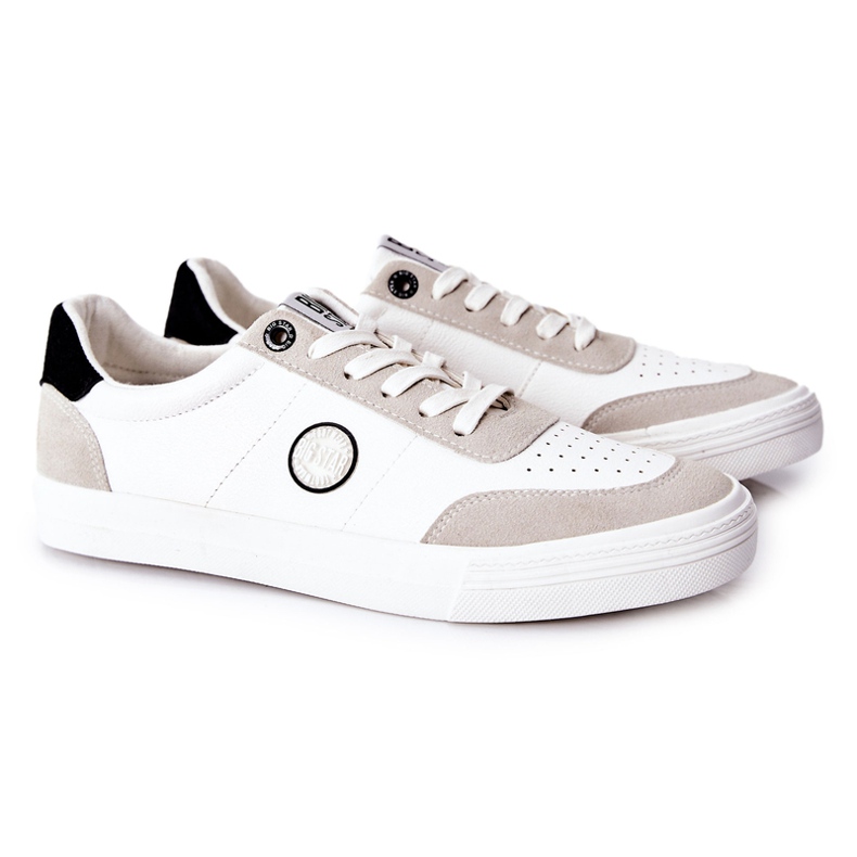 Baskets en cuir pour hommes Big Star II174009 Blanc-Beige 1