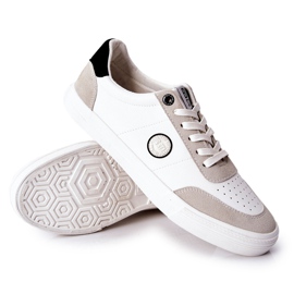 Baskets en cuir pour hommes Big Star II174009 Blanc-Beige blanche 2