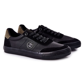Baskets en cuir pour hommes Big Star II174008 Noir-Vert le noir 1