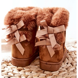 FR1 Bottes Chaudes Enfant Avec Nœuds Bottes De Neige Funky Kaki brun 1