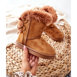 FR1 Bottes Chaudes Enfant Avec Nœuds Bottes De Neige Funky Kaki brun 2