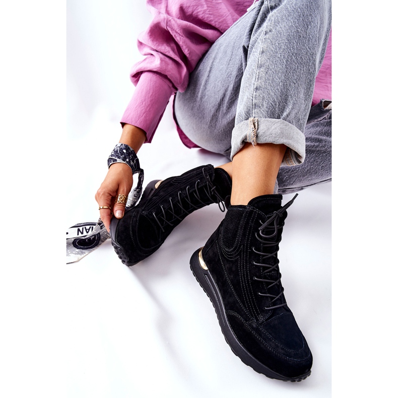 POTOCKI Baskets de sport hautes en daim noir Chocci 1