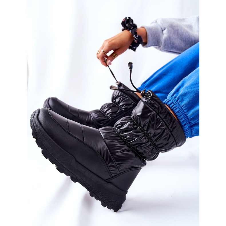 PE1 Bottes de neige chaudes noires Starbone pour femmes avec fermeture à glissière 1