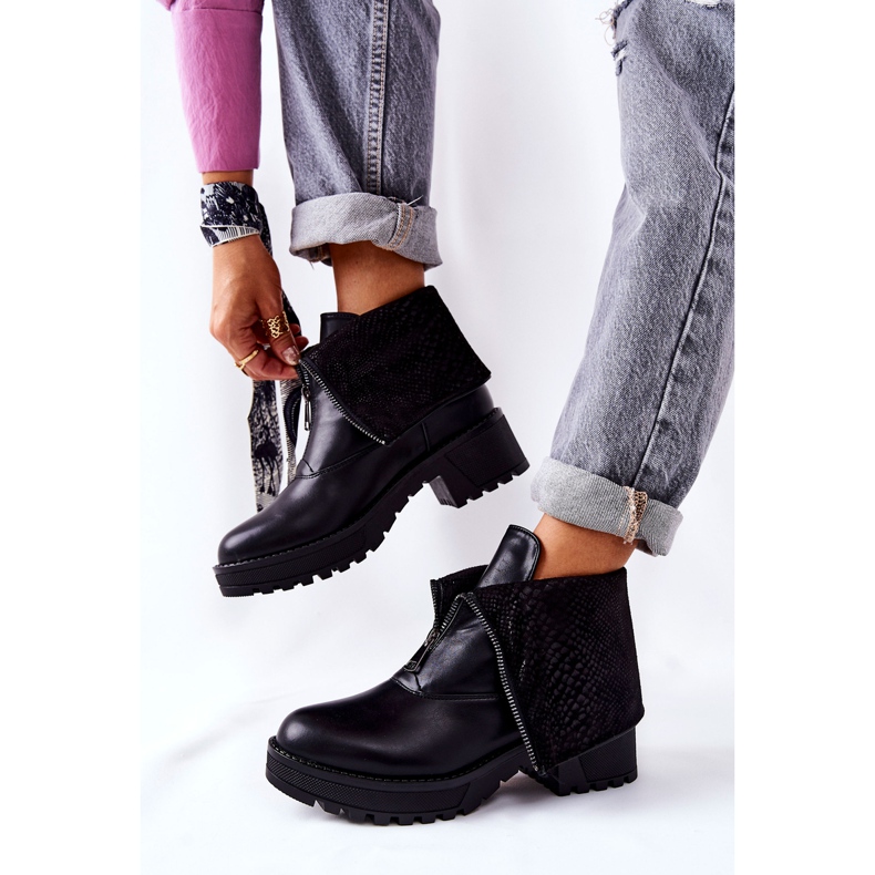 Vinceza Bottines Cuir À Talons Hauts Noir Challonte 2