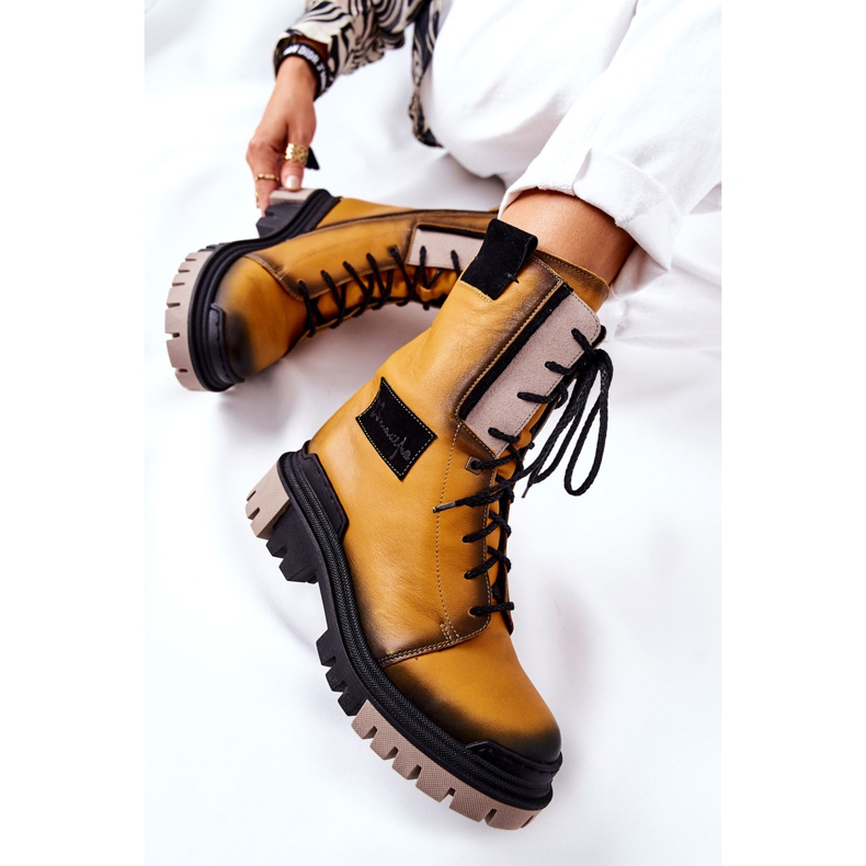 Bottes Cuir Bottes Chaudes Maciejka Jaune 05113-07 noir doré 2