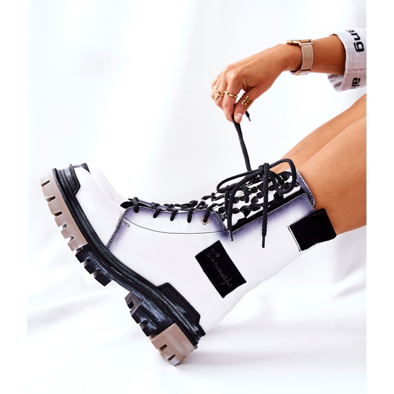 Bottines Cuir Bottes Chaudes Maciejka Blanc 05113-11 noir 2