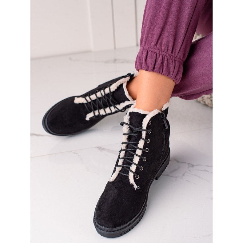 TRENDI Bottes Trappeurs Avec Fourrure Sur La Tige noir 2