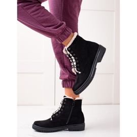 TRENDI Bottes Trappeurs Avec Fourrure Sur La Tige noir 1