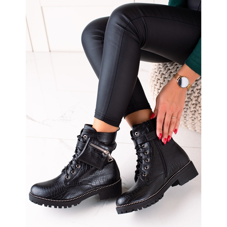 Queen Vivi Bottes de travail avec poche noir 1
