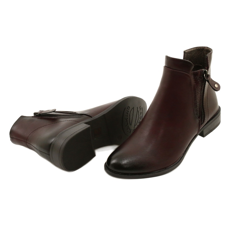 Bottines Cuir Daszyński AM65-91 Bordeaux noir rouge 3