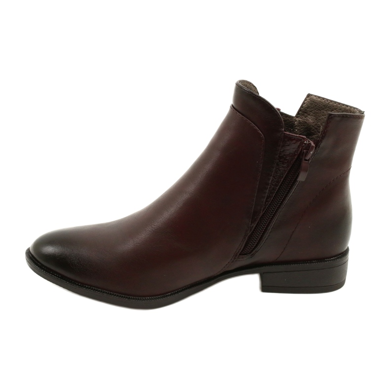 Bottines Cuir Daszyński AM65-91 Bordeaux noir rouge 1