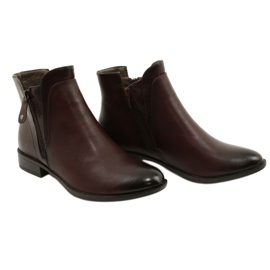 Bottines Cuir Daszyński AM65-91 Bordeaux noir rouge 5
