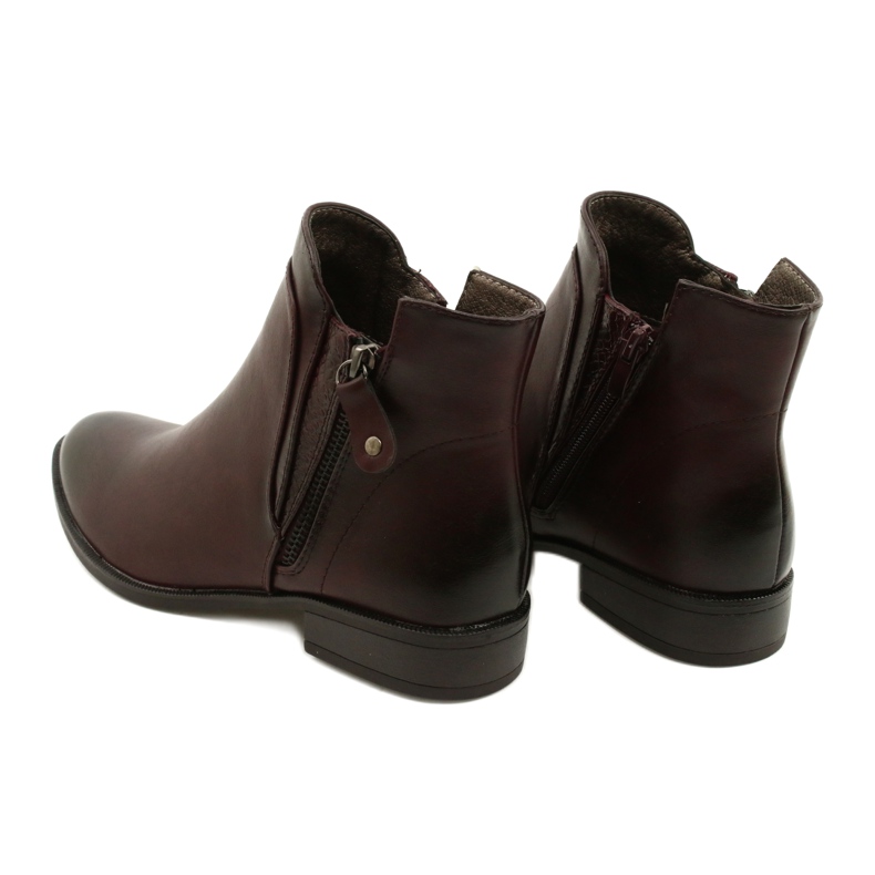 Bottines Cuir Daszyński AM65-91 Bordeaux le noir rouge 4