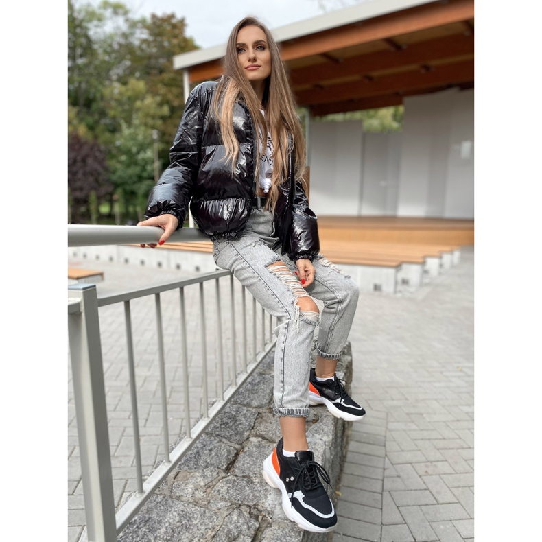 SHELOVET Baskets confortables à la mode noir orange argent 1