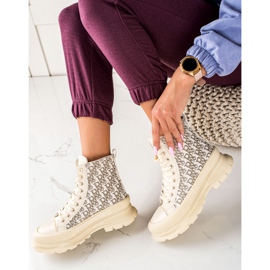 TRENDI Baskets mode hautes beiges 1