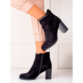 TRENDI Bottines élégantes en daim à talons hauts le noir 4