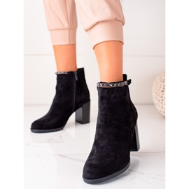 TRENDI Bottines élégantes en daim à talons hauts le noir 1