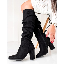Wilady Bottes noires à tiges à volants le noir 2