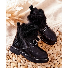 PA1 Bottines Chaudes Enfant Fourrure Noir Rosea le noir 1
