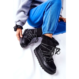 POTOCKI Bottes de neige isolées avec de la fourrure sur la plateforme noire Salemi 2