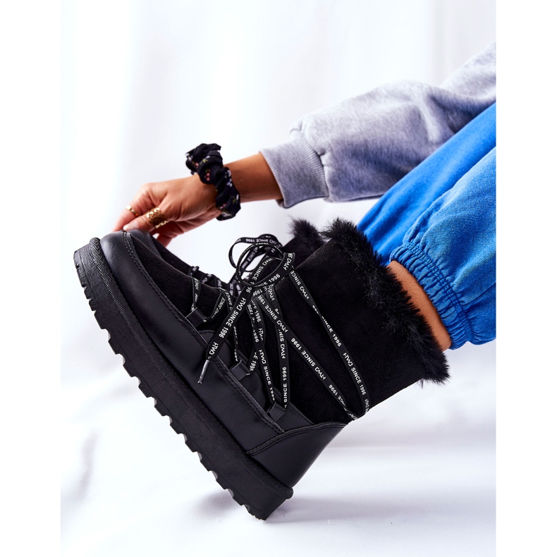 POTOCKI Bottes de neige isolées avec de la fourrure sur la plateforme noire Salemi 1