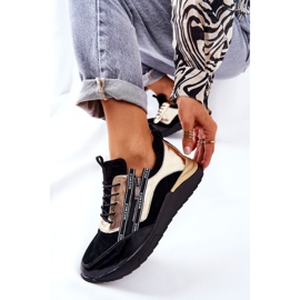 POTOCKI Chaussures de sport en cuir Baskets Noir Or Minor 1