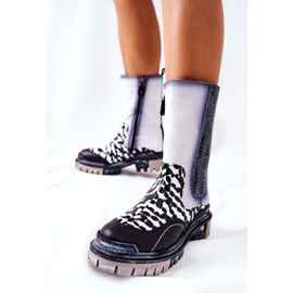 Bottes Hautes En Cuir Maciejka Noir-Blanc 05141-11 blanche le noir 2