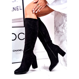 S.Barski Bottes Pour Femmes À Talons En Daim Noir Plusieurs Fois 3