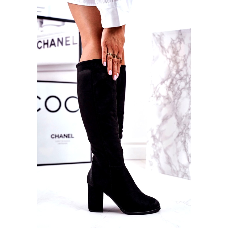 S.Barski Bottes Pour Femmes À Talons En Daim Noir Plusieurs Fois le noir 4