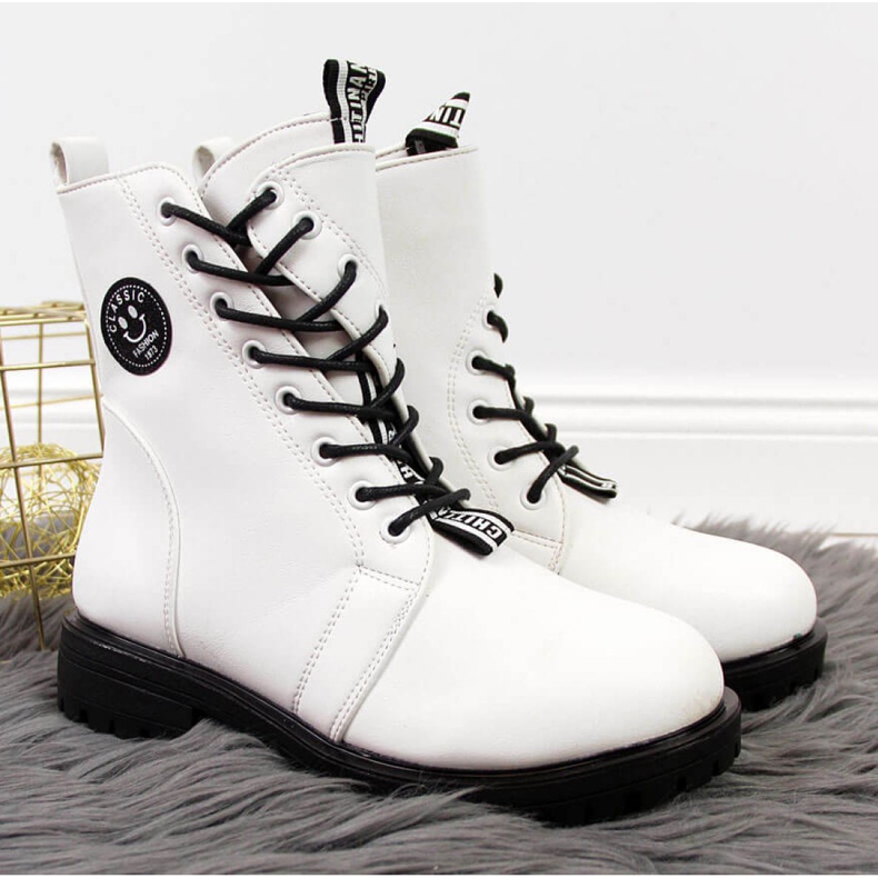Boots isolées asymétrique Jr EVE322B blanc blanche 1